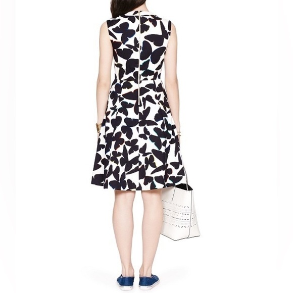 NWT Kate Spade Butterfly Black White Colorful Rainbow Fit & Flare Pocket Dress 6 - Picture 3 of 15